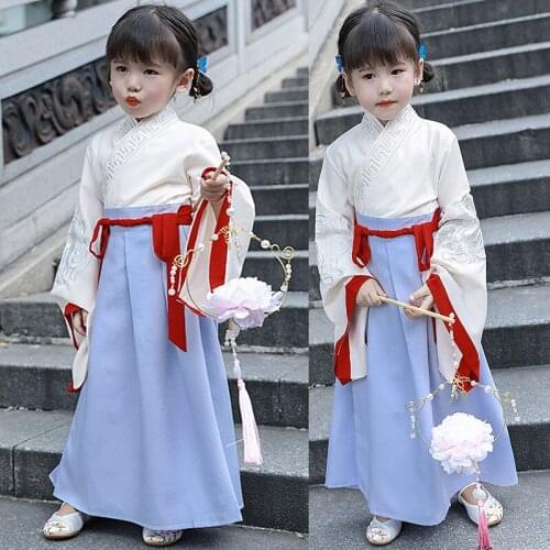 And girls the same kind of childrens ancient costume with Chinese elements dance performance clothing for children