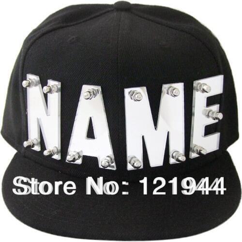 Customized Mirror Acrylic Letters Hat,Personalized Name Cap,Hip Hop Snapback,Baseball Cap,Personalized gift for him