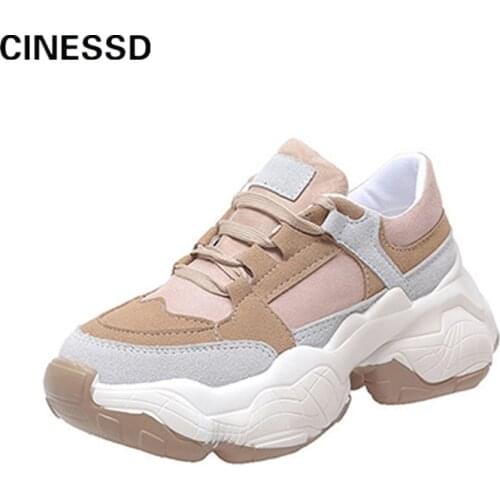 Women Chunky Classic Sneakers Womens Fashion Suede Comfortable Shoes Female Lace Up Vulcanize Casual Platform Drop Shipping