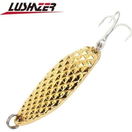 LUSHAZER Fishing bait spoon 7g 10g 15g 20g isca artificial metal lure treble hook cheap spiner fishing tackle china spinnerbait