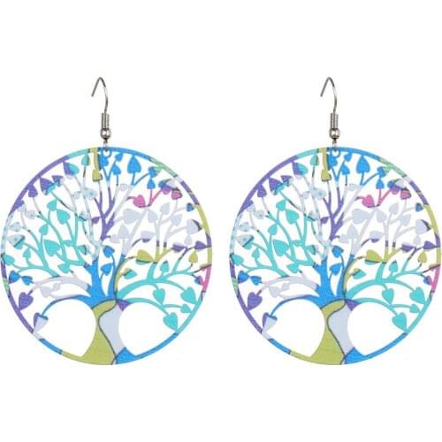 2021 Fashion Jewelry Colorful Big Tree Lady Earrings Glamour Vintage Hollow Iron Bride Wedding Earrings Accessories