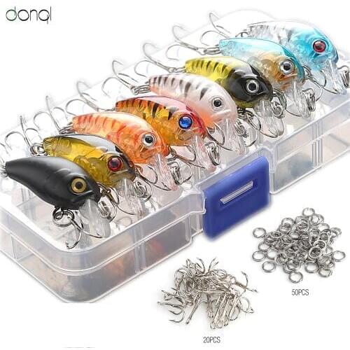 DONQL 8Pcs Minnow Fishing Lure Set Artificial plastic Bait Hard Popper 4g 4.5cm Crankbait Kit With Hooks Split Rings Accessories