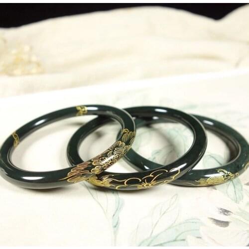 Natural Jade Bangle Bracelet Hand-Carved Charm Jewelry Fashion Accessories for Men Women Accessories for Friend 1pc