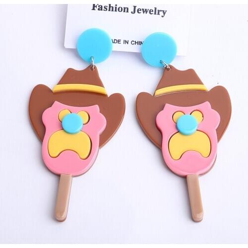 New Funny Lovely Ice Cream Lollipop Acrylic Drop Earrings For Women Girls Cute Cartoon Long Dangle Earrings Fashion Jewelry Gift