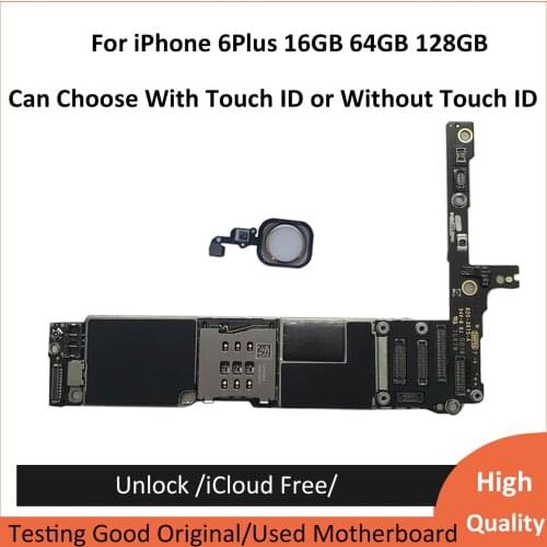 Original For iPhone 6 Plus Motherboard 64GB 16GB 128GB, Mainboard Free iCloud Free Unlock Logic Board Black White Gold