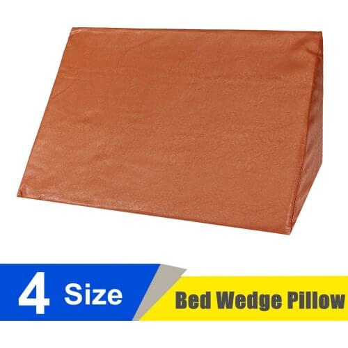 Orthopedic Acid Reflux Bed Wedge Pillow Leather Sponge Back Leg Elevation Cushion Pad Triangle Pillow Cover Brown Bedding