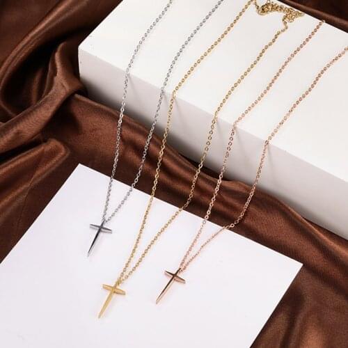 Cross Necklace For Women 2021 Couple Pendants Stainless Steel Jewelry On The Neck Choker Chain Necklace Ser Fashion Jewelry