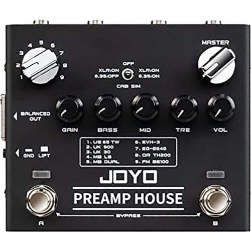 JOYO Preamp House Multi Effect Pedal 18 Tones 9 AMPs Preamp Simulator With Distortion & Clean Dual Channel R Guitar Pedal