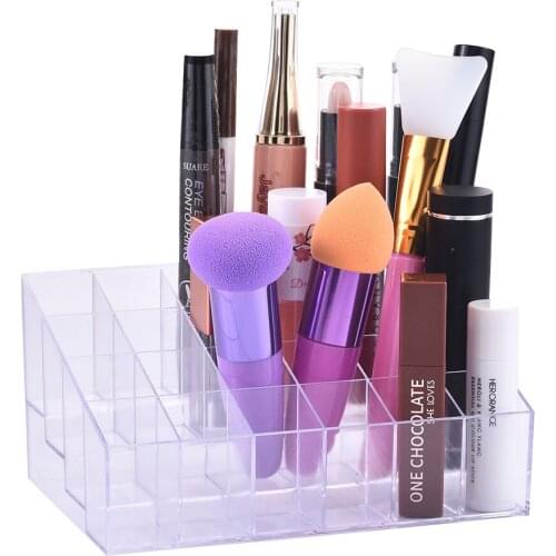 24 Grid Transparent Acrylic Organizer Plastic Cosmetic Storage Box Lipstick Rack Consolidation Box Jewelry Box Home Drawers