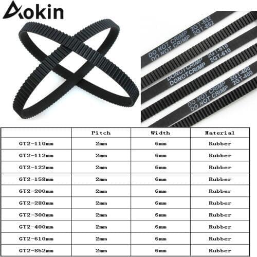GT2 Closed Loop Timing Belt Rubber 2GT 6mm 3D Printers Parts 110 112 122 158 200 280 300 400 610 852 mm Synchronous Belts Part