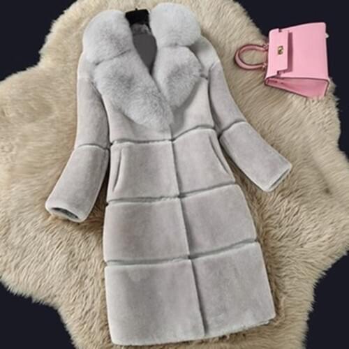 Faux Fur Coats Women Winter Jacket Thick Long Fur New Women Warm Fake Fox Fur Collar Faux Fur Outerwear Plus size Abrigo Mujer