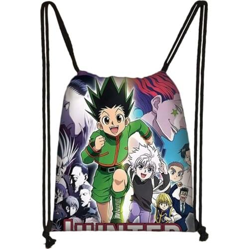 Anime Hunter X Hunter Print Drawstring Bag Boys Girls Storage Bags Teenager Casual Backpack Kids Bookbag Beach Bags Gift