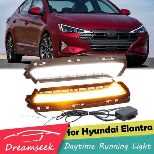 LED DRL Day Light for Hyundai Elantra 2019 2020 Daytime Running Light Fog Lamp with Turn Signal