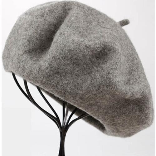 Lady Spring Winter Berets Hat Painter Style Hat Women Wool Vintage Berets Solid Color Caps Female Bonnet Warm Walking Cap