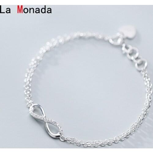 La Monada Double Layer Chain Eight Silver Bracelet 925 Women Jewelry Chain Minimalist Sterling Silver Bracelets For Women