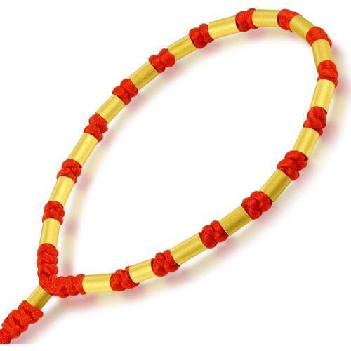 Pure 24K Yellow Gold Bangle Women 999 Gold String Weave Bangle 3.66g