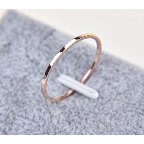 Ladies Fashion Rose Gold Titanium steel Round Solid Wedding Ring for couple ring women single row 3 4 5 6 7 8 9 10 Size Pick