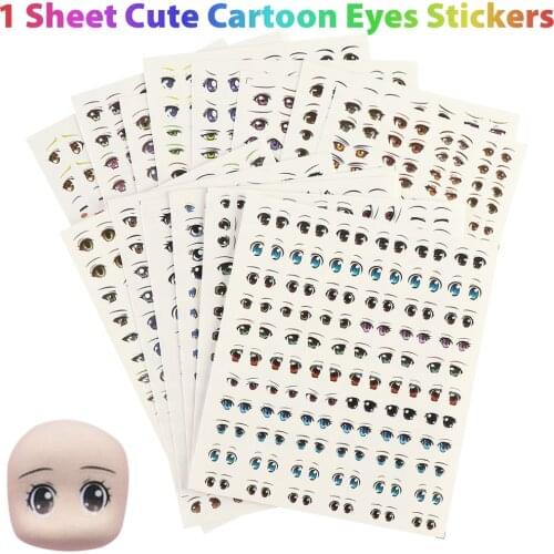 1 Sheet Doll Cartoon Eyes Stickers Cute Anime Figurine Doll Face Organ Paster Clay Decals Educational Toys DIY Doll Accessories