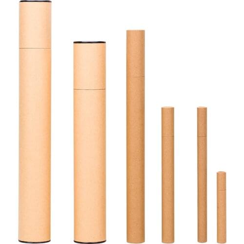 100Pcs/Lot 2 Colors Large Perfume Paper Tube Packaging Joss Stick Convenient Carrying Kraft Paper Incense Tube Give Box