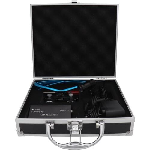 3.5x420mm Blue Dental Loupe Magnification Binocular Dental Magnifier Surgery Surgical Magnifier 5W Headlight