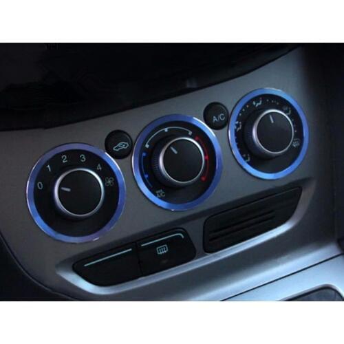 3pcsset Car Luminum Alloy Air condition AC Knobs Decoration Lid cover ring trim For Ford Focus 3 MK3 Kuga 2012 2013