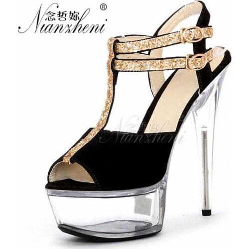 6 Inches Bling Peep toe Flash powder High heels All match Nightclub Pole dance shoes Stage Show Strip pole dance Fashion Party