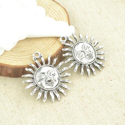 6 Pcs 34*30 mm Zinc Alloy sun Charm Antique Tibetan Silver Pendant Jewelry Products Diy Pendants For Necklace Bracelets L204