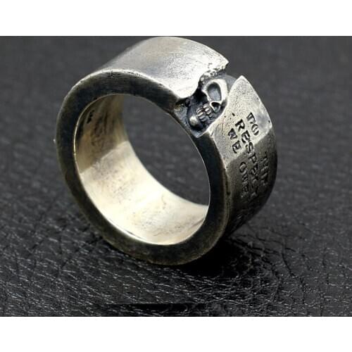 925 STERLING SOLID SILVER BIKER ROCKER SKULL SKELETON GOTH MENS RING A5323