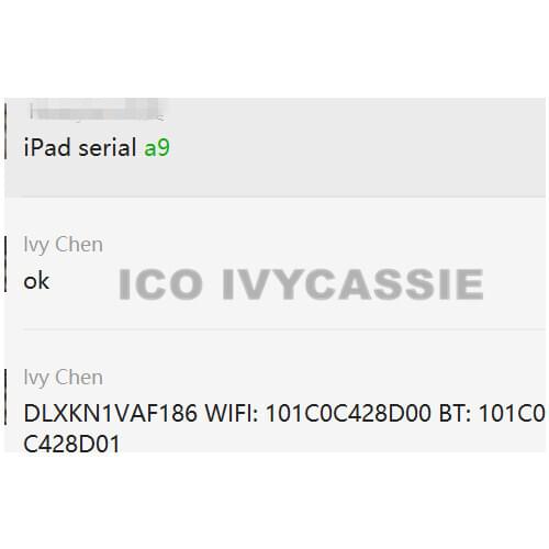 A8/A8X/A9/A9X/A10/A11 SN+Wifi+BT Serial For iPad 6 Air2/2017/2018/Pro Unlock iCloud Mac-WiFi BT Address A1823 1566 1550 A2197