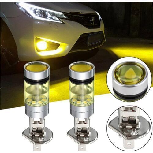 2pc H1 2828SMD Car DRL Fog Light 100W 20LED Super Bright Headlight Lamp Bulb Yellow Gold Car indicator light For All Model Car
