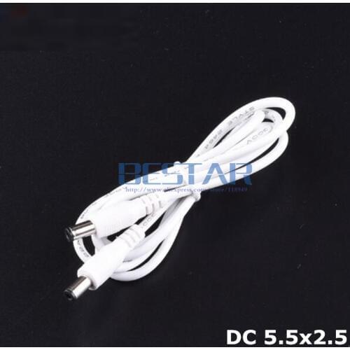 White Double Dual 2 DC 5.5mm x 2.5mm 5.5mm/2.5mm 5.5*2.5 / 5.5x2.5 5525 Jack male to male charging charge power Cable 1M 3FT
