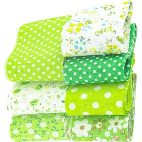 F033# new arrivals 100%cotton fabric green sets 7pcs/lot jelly roll quilting patchwork fabric strips handmade crafts 5cm x100cm