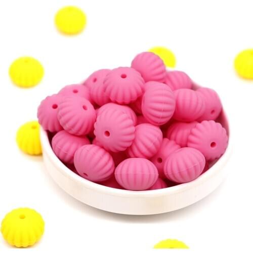 20pcs Pumpkin Beads For Teether Teething For BPA Free Silicone Beads More Colorful Silicone Beads For Baby Infant Teether