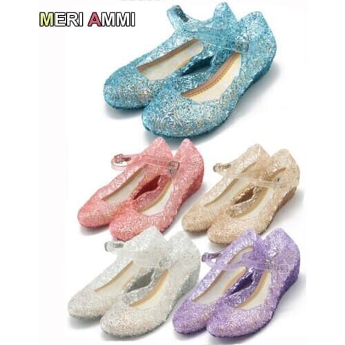 MERI AMMI Children Girl Casual Jelly Sandals For Princess Dress Up Cosplay Baby Shoes Crystal