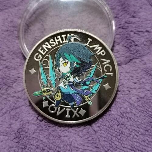 Game Genshin Impact Xiao Coins Commemorative Coin Collection Gift 40mm Anime Cosplay Prop Drop Ship