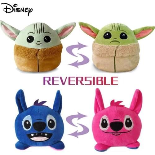 Disney Baby Yoda Stitch Plush Toy Cartoon Flip Reversible Mandalorian Stuffed Figure Doll Kawaii Star Wars Cute Toys Kids Gift