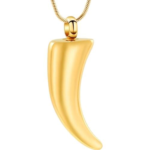 K001 Rhino Horn Urn Necklace for Ashes Stainless Steel Keepsake Pendant Holder Ashes for Pet Human Memorial Cremation Jewelry