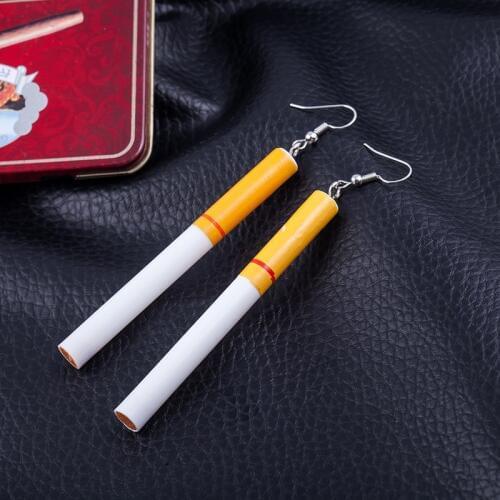 KissMuah! 2020 New Women Earrings Simulation Cigarette Butts Acrylic Resin Earrings Wacky Fun Lady Fashion Jewelry Accessories