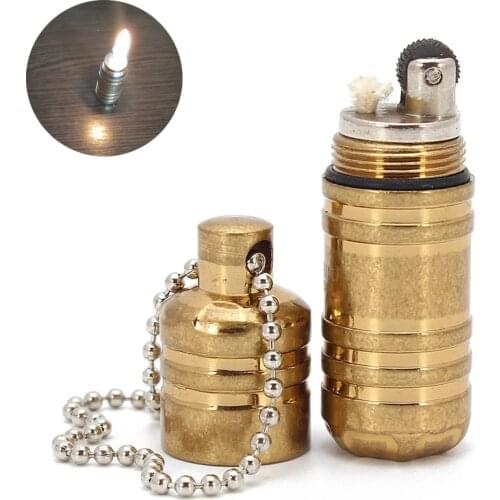 Kerosene Lighter Key Chain Capsule Compact Pocket Mini Gasoline Lighter Inflated Keychain Oil Lighter Outdoor Survival Tools