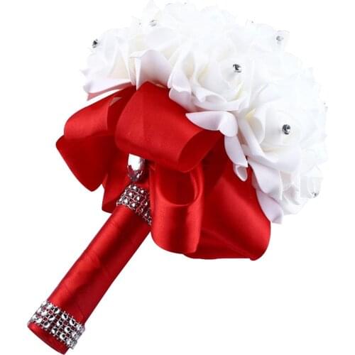 Beautiful White Crystal Roses Pearl Bridesmaid Purple Royal Blue Wedding Silk Flower Blue Home Party Decorations Fast Wholesale