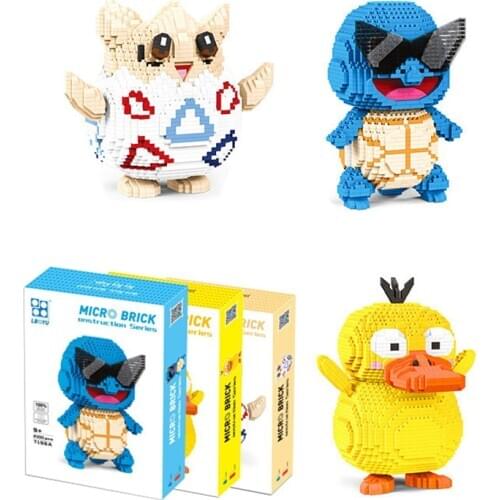 DIY Mini Building Blocks Toys 3D Poke Micro Bricks Animal Doll Gifts Toy Pokemon Psyduck Squirtle Togepi Gyarados Blastoise