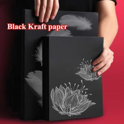 Multi-purpose 8k A4 Black Kraft Paper DIY Card Making Craft Paper Thick Paperboard Cardboard