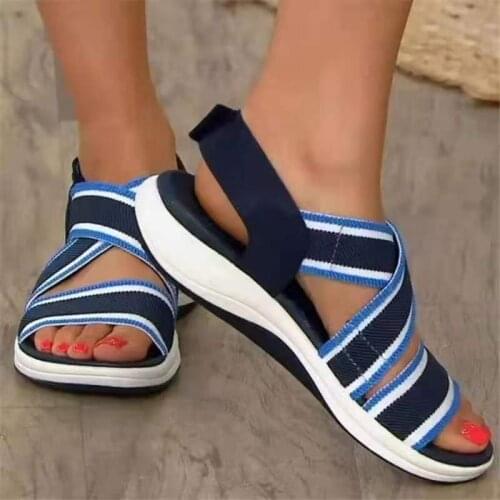 2021 new-style loose cake bottom fly weaving sandals casual sandals plus size womens shoes