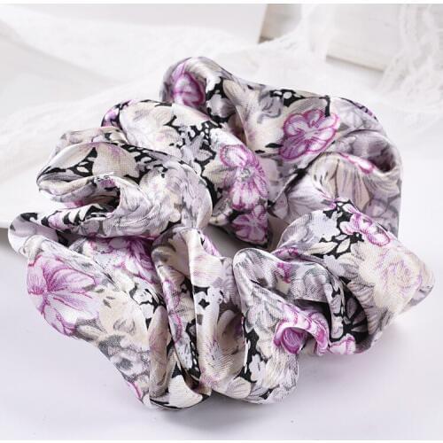 New Women Leopard print Flower Hair Scrunchies Headwear Ponytail Holder Hair Ties Ropes Elastic Hair Bands Large intestine