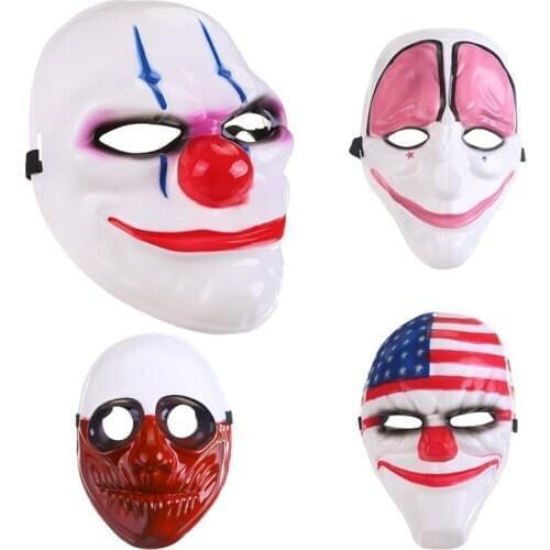 New 2019 Payday 2 Halloween Horrible Masks Dallas/Wolf/Chains/Hoxton Clown Maskss for Masquerade Party Scary Clowns Masks