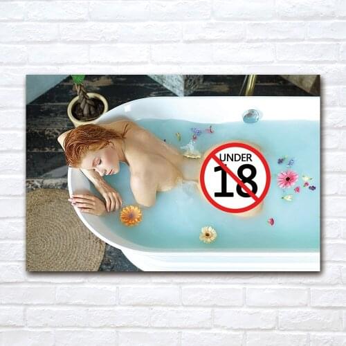 Sexy Girl in the Bathtub Wallpaper Wall Art Canvas Painting Adult Posters And Prints Picture For Living Room Bedroom Decor