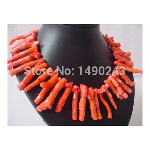 17 inches 8-40mm Salmon Natural Original Branch Spike Coral Necklace