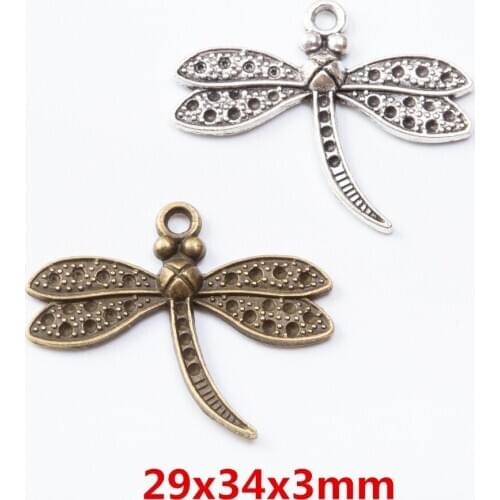 20 pieces of retro metal zinc alloy dragonfly pendant for DIY handmade jewelry necklace making 7341