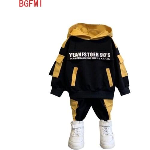 2021 Casual Patchwork Kids Childrens Clothing Girl Fall Boy Birthday Gift Long Sleeve Windproof Hoodie + Pants Boys Clothes Set
