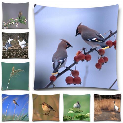 Bird with a flower and a branch 2D print creative Pillow case Square cotton polyester cushion cover 5 size 9 style